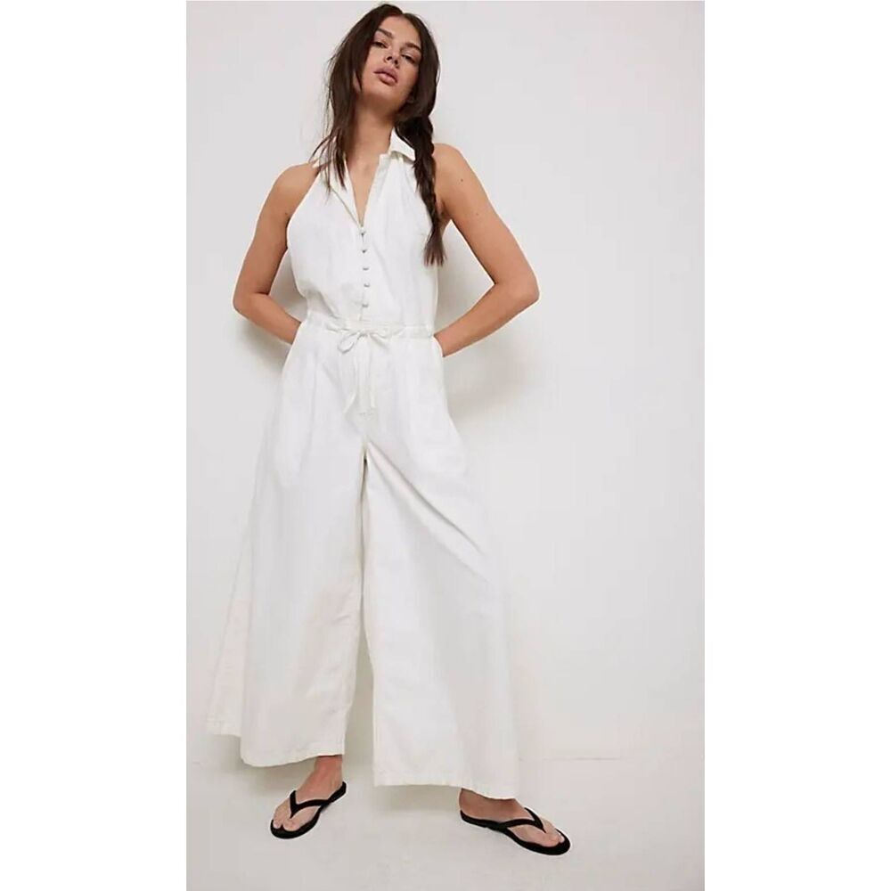 Free People We The Free Jumpsuit Womens Medium Dion One Piece Wide Leg Boho Ligh